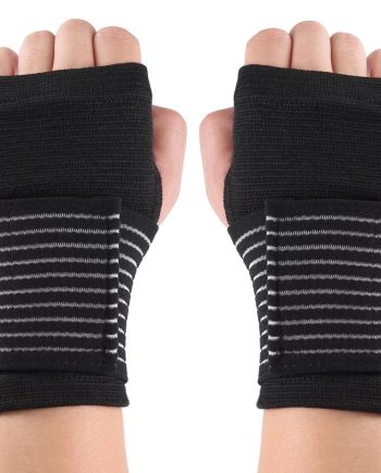 Palm Brace Wrist Support Sleeves (1 Pair), Everyday Use Wrist Brace, Compression Carpal Tunnel for Wrist Pain Relief, Fitness Gloves, Glove, Wrist Brace for Men and Women (Black with straps)