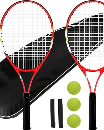 Tennis Rackets 2 Players Recreational for Beginners,Pre-Strung 27 Inch Light Adult Racquet Set for Women Men with Tennis Balls,Overgrips and Carry Bag