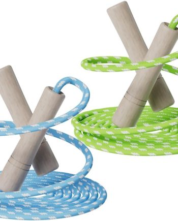 Cotton Jump Rope for Kids - Wooden Handle - Adjustable Cotton Braided Fitness Skipping Rope - Outdoor Fun Activity, Great Party Favor, Exercise Activity, Pack of 2