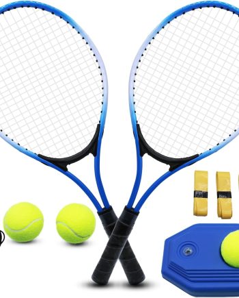 Tennis Rackets for Kids, 2 Players Junior/Youth Recreational Tennis Rackets Set for Beginners and Professional with 4 Tennis Balls, 3 Overgrips, 1 Tennis Bag