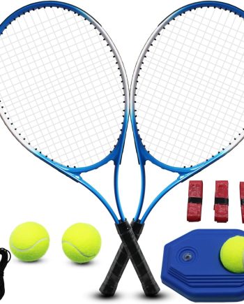 Tennis Rackets for Adult, 2 Players Adult Recreational Tennis Rackets Set for Beginners and Professional with 4 Tennis Balls, 3 Overgrips, 1 Tennis Bag