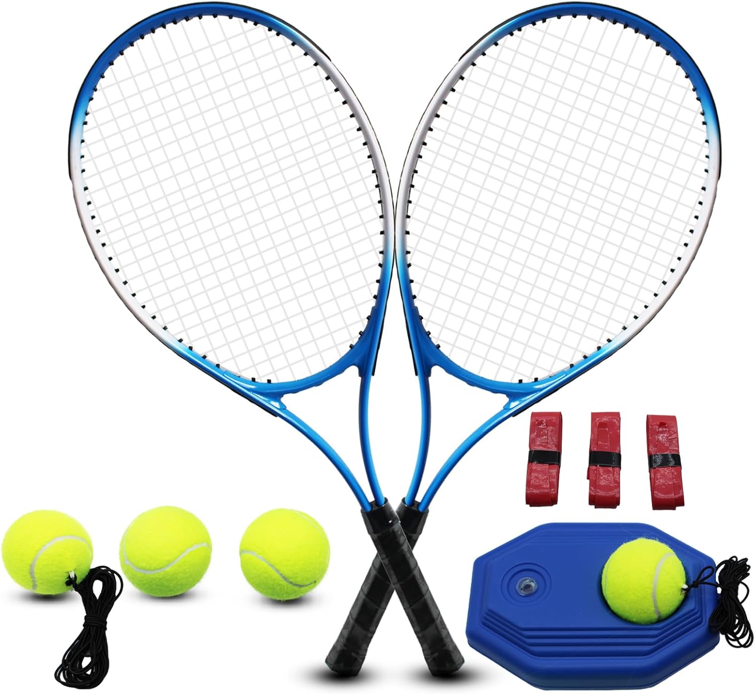 Tennis Rackets for Adult, 2 Players Adult Recreational Tennis Rackets Set for Beginners and Professional with 4 Tennis Balls, 3 Overgrips, 1 Tennis Bag