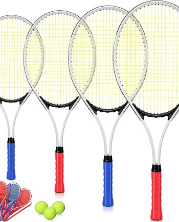 4 Pcs Tennis Rackets for Adult Recreational 4 Players 27" Tennis Racquet Lightweight Tennis Racket with 3 Tennis Balls for Training Beginners with Overgrips Carry Bag