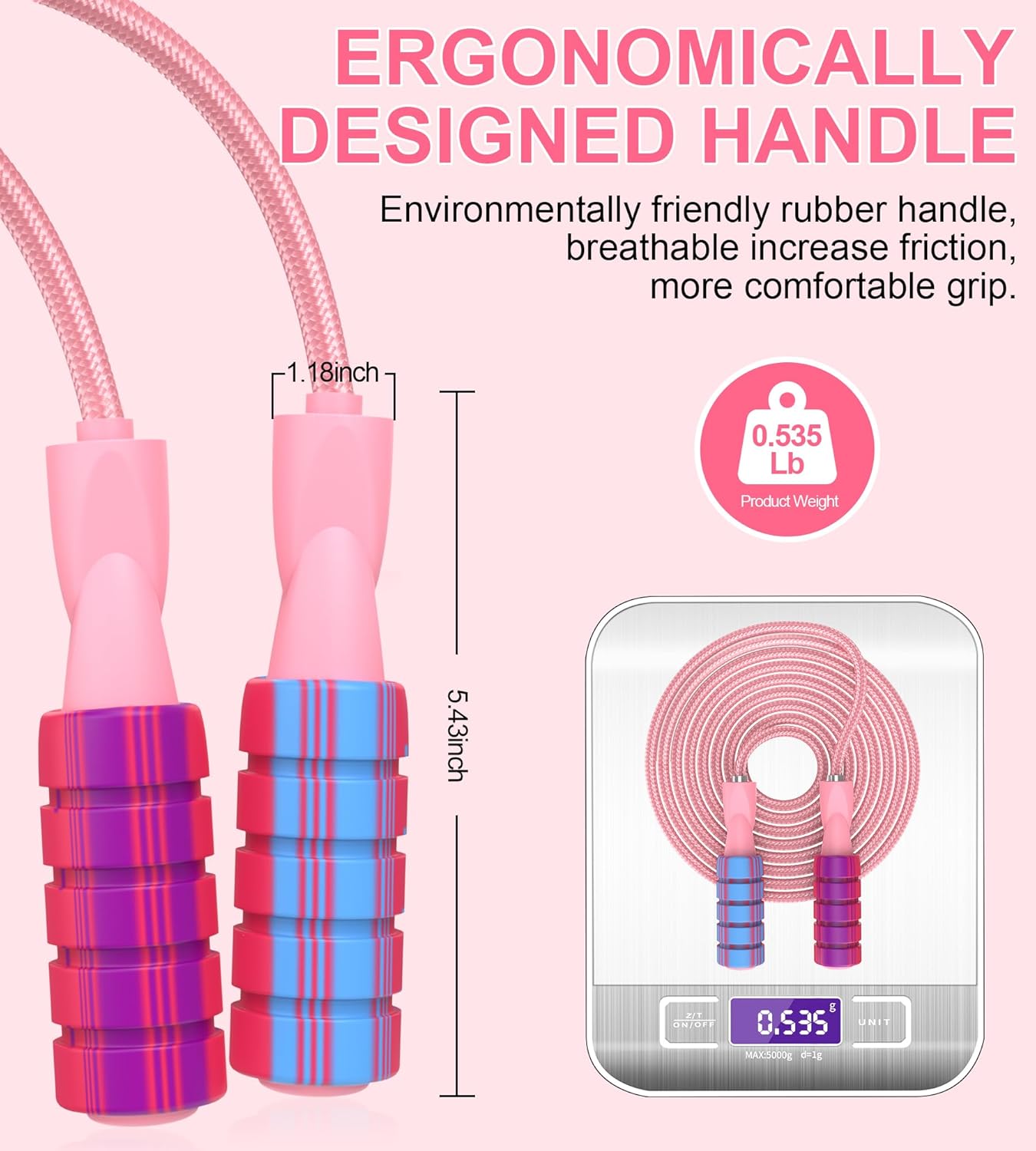 Jump Rope for Women Men, Fitness Jumprope for Women Workout, Adjustable Adult Exercise Skipping Rope