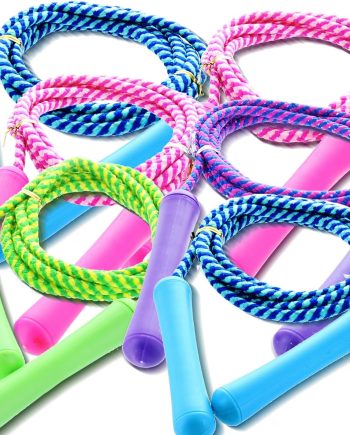 Adjustable Size Colorful Jump Rope for Kids and Teens - Outdoor Indoor Fun Games Skipping Rope Exercise Fitness Activity and Party Favor - Assorted Colors Pack of (6)
